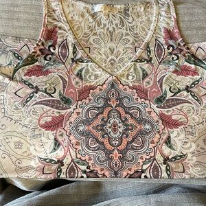 G Collections Women's Paisley Print Sleeveless Top Size 1X